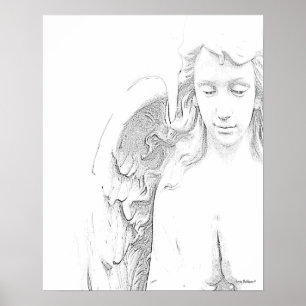 Poster Angel Black White ailes Spirituel Mur Art