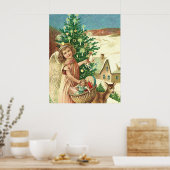 Poster Angel bringing Christmas poiss and presents (Cuisine)