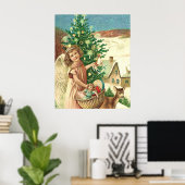 Poster Angel bringing Christmas poiss and presents (Bureau à domicile)