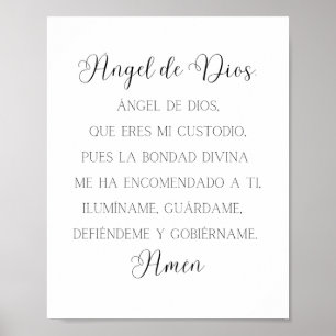 Poster Angel de Dios Prière espagnole