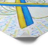 Poster Angel de ruban de sensibilisation bleu et j (Coin)