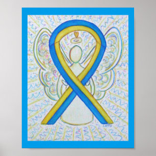 Poster Angel de ruban de sensibilisation bleu et j
