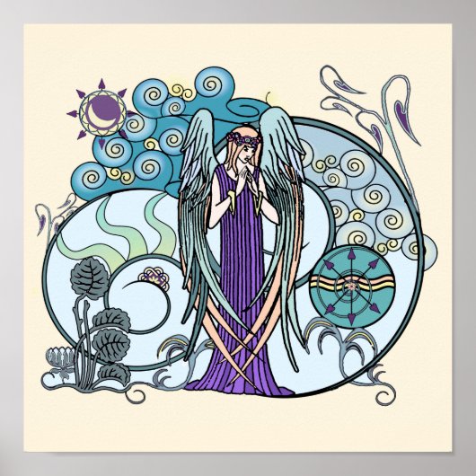 Poster Angel des nuages Pastel Art Imprimer (Devant)