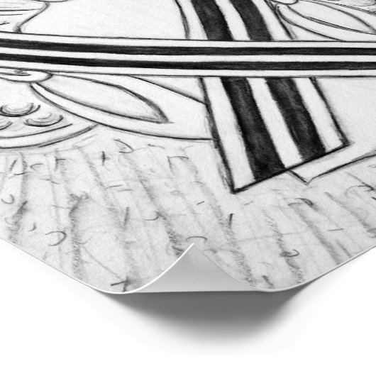 Poster Angel du ruban de sensibilisation blanc et  (Coin)