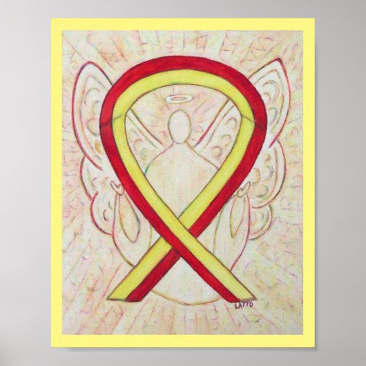 Poster Angel du ruban de sensibilisation rouge et (Devant)