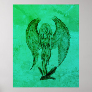 Poster Angel en style tatouage