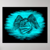 Poster Angel Eros en amour, design noir et vert (Devant)