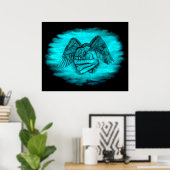 Poster Angel Eros en amour, design noir et vert (Bureau à domicile)