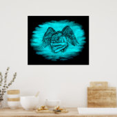 Poster Angel Eros en amour, design noir et vert (Cuisine)
