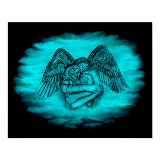 Poster Angel Eros en amour, design noir et vert (Devant)