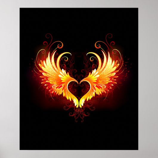 Poster Angel Fire Heart with Wings (Devant)