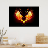 Poster Angel Fire Heart with Wings (Cuisine)