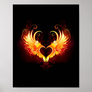 Poster Angel Fire Heart with Wings