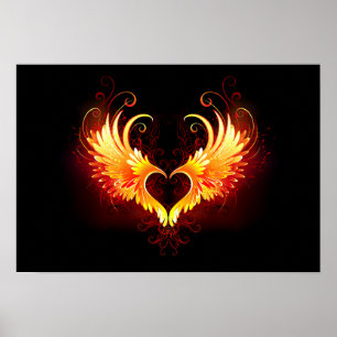 Poster Angel Fire Heart with Wings
