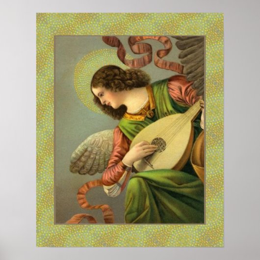 Poster Angel Painting With Mandolin (Devant)