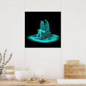 Poster Angel, perdu dans la pensée, noir et vert Design (Cuisine)