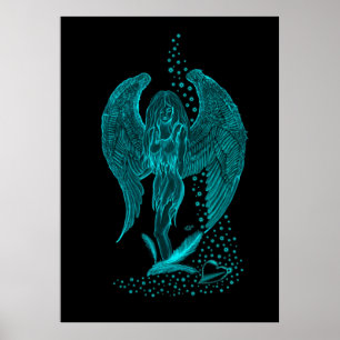 Poster Angel, perdu en Amour, noir et vert Design
