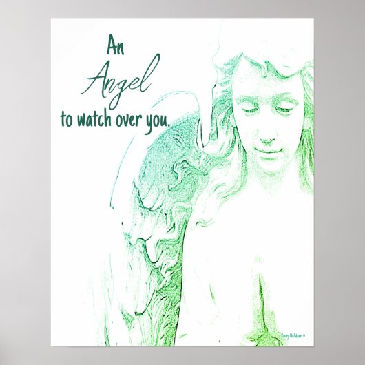 Poster Angel pour surveiller vous ailes vertes Citation A (Devant)