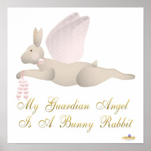 Poster Angel Rabbit Tan rose Roses Gardien Angel Bunny R