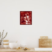 POSTER ANGEL ROMANTIQUE AVEC PEUR EN BLANC ROUGE ANTIQUE (Cuisine)