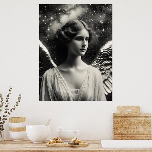 Poster Angel Stars Noir et Blanc (Cuisine)