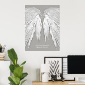 Poster ANGEL WINGS Élégant Mariage gris (Bureau à domicile)