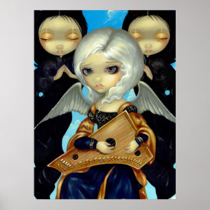 Poster Angel with a Psaltery ART PRINT gothic fairy