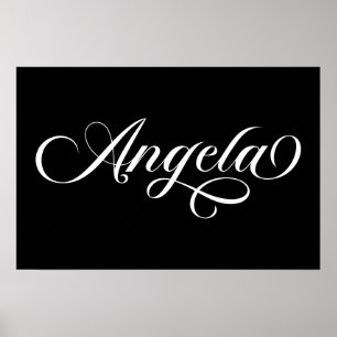 Poster Angela écriture élégante noir et blanc