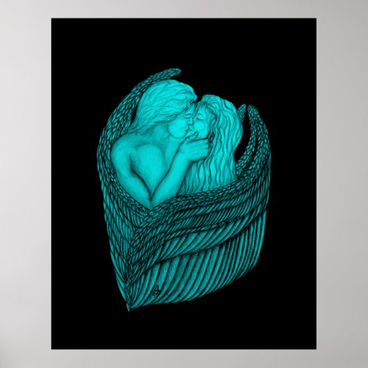 Poster Angels Kissing, noir et vert Design (Devant)