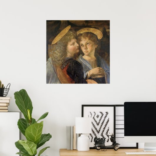 Poster Anges du baptême du Christ de Léonard de Vinci (Bureau à domicile)