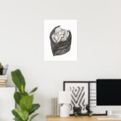 Poster Anges qui s'embrassent, design noir et blanc (Bureau à domicile)