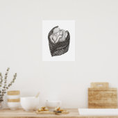 Poster Anges qui s'embrassent, design noir et blanc (Cuisine)