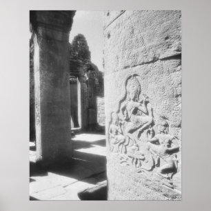 Poster Angkor Cambodge, sculpture Apsara du Bayon 2