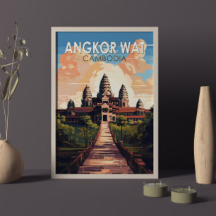 Poster Angkor Wat Cambodge Voyage Art Vintage
