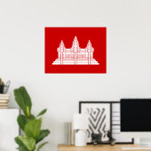 Poster Angkor Wat Cambodgien / Drapeau Khmer (Bureau à domicile)