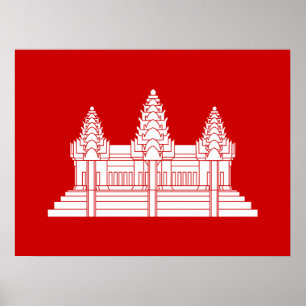 Poster Angkor Wat Cambodgien / Drapeau Khmer