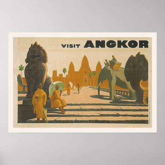 Poster Angkor Wat Cambodia Vintage voyage Imprimer (Devant)