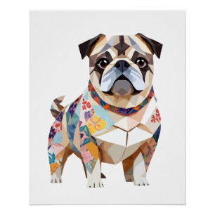 Poster Anglais Bulldog Jouer adorable animal amusant mign