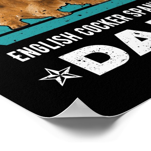 Poster Anglais Cocker Espagnol Papa Retro Animal (Coin)