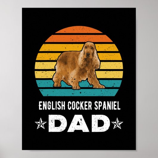 Poster Anglais Cocker Espagnol Papa Retro Animal (Devant)