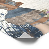 Poster Anglais rose romantique fille (Coin)