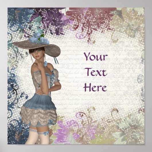 Poster Anglais rose romantique fille (Devant)