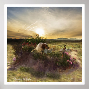 Poster Anglais Setter, chasse aux oiseaux