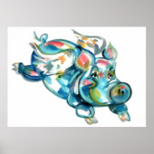 Poster Angle de cochon bleu volant (Devant)