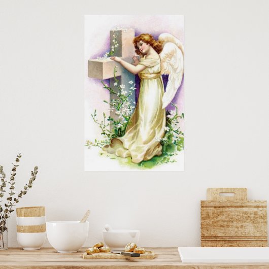 Poster Angle vintage avec Croix chrétienne (Cuisine)