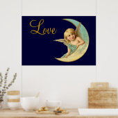 Poster Angle vintage dans la lune (Cuisine)