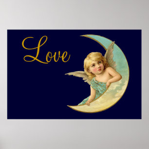 Poster Angle vintage dans la lune