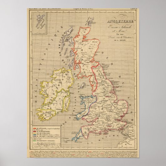 Poster Angleterre, Ecosse, Irlande et Man en 1100 (Devant)