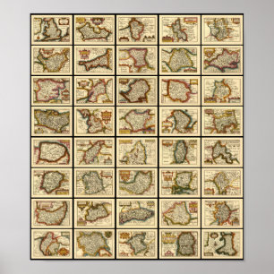 Poster Angleterre, Pays de Galles et toutes les cartes du