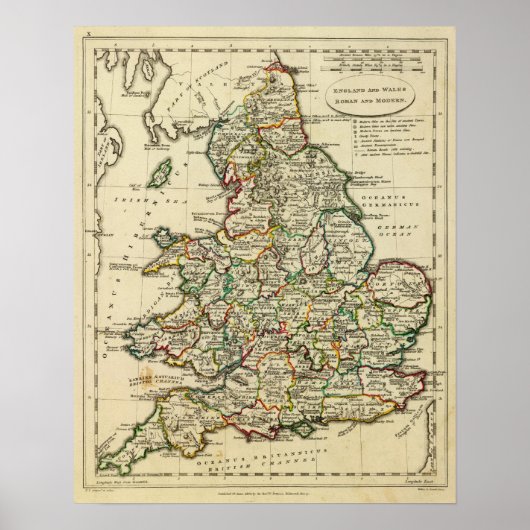 Poster Angleterre, Pays de Galles romains, moderne (Devant)